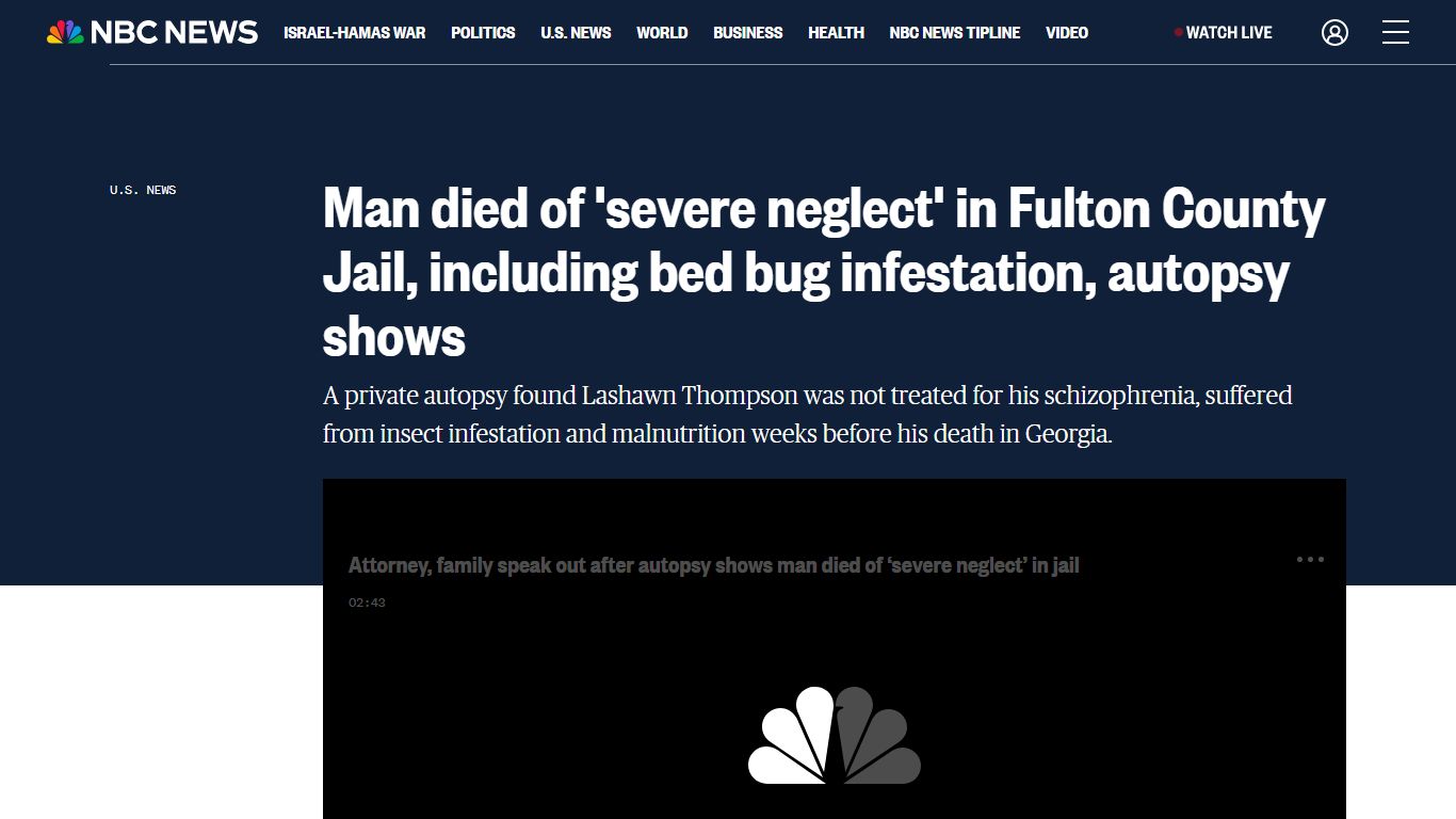 Man died of 'severe neglect' in Fulton County Jail, including bed bug ...